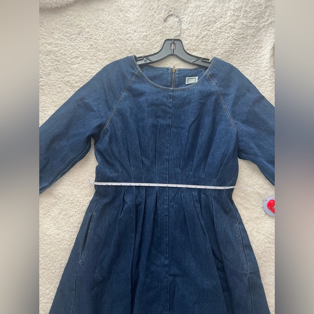 Blue Denim fit and flare Dress with pockets - Picture 8 of 11